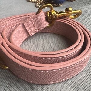 Dior Pink Leather crossbody strap with Brass Gold Hardware